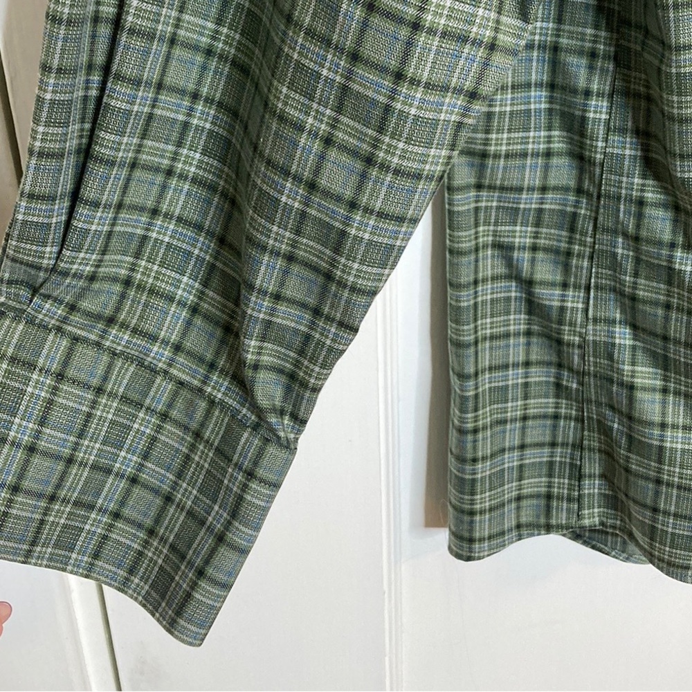 Nordstrom Mens Formal Button Down Plaid Green Dress Shirt - Picture 8 of 14